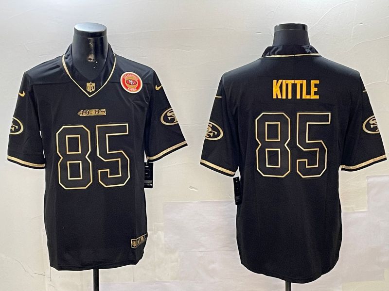 Men San Francisco 49ers #85 Kittle Black Gold Throwback 2024 Nike Limited NFL Jersey style 6
